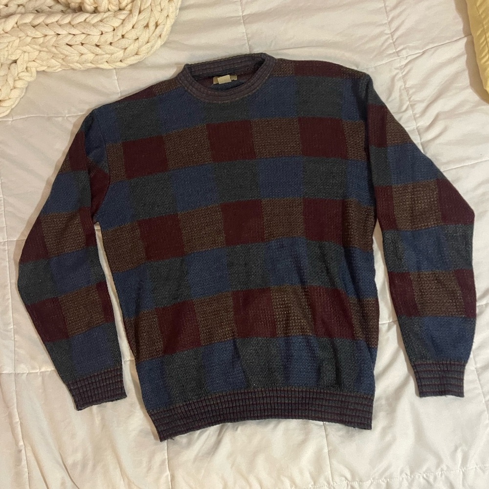 Men's vintage plaid earthtone Sweater